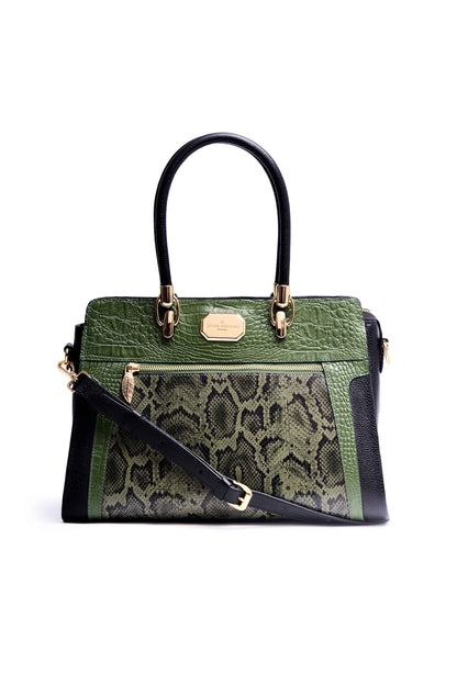 Bolsa Onça Mãe - Verde Cobra/ Preto