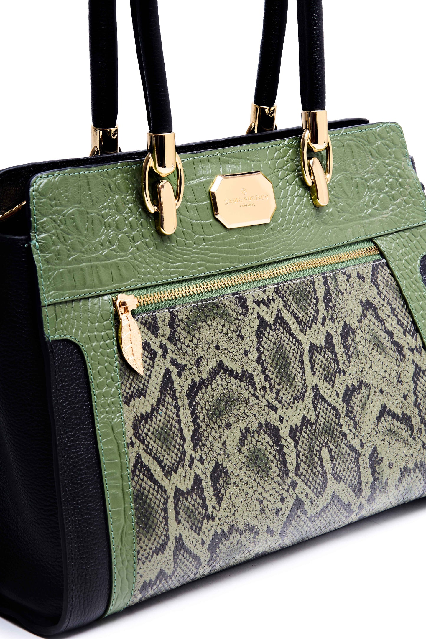 Bolsa Onça Mãe - Verde Cobra/ Preto