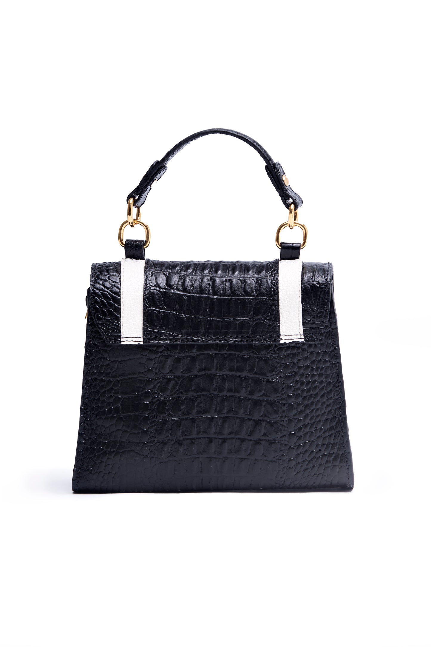 Bolsa Diva | Festa dos Ipês | Bolsa de Couro - Preto Croco - Branco